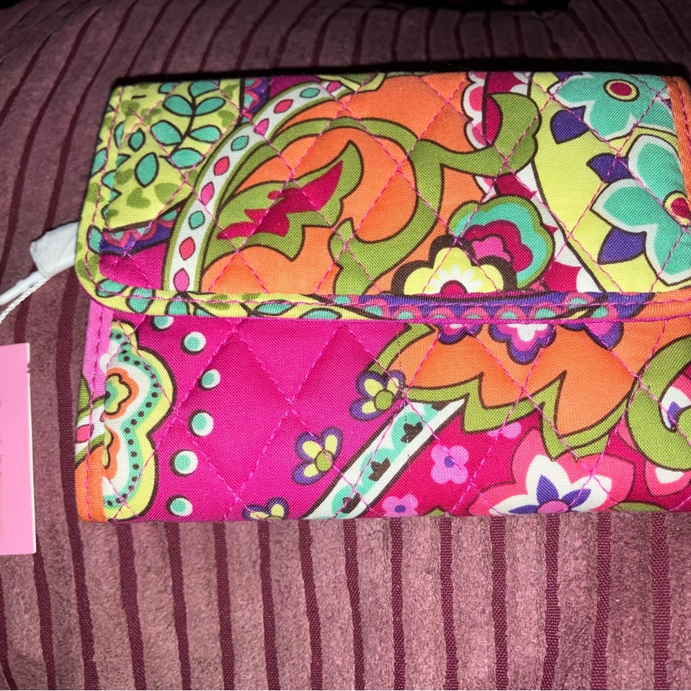 Vera Bradley, euro wallet in pink swirls new with tags